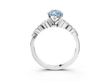 14K White Gold 2.00 Carat Blue VS1 Pear Diamond Solitaire Ring with Side Stones and Four-Prong Setting