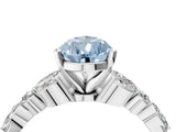 14K White Gold 2.00 Carat Blue VS1 Pear Diamond Solitaire Ring with Side Stones and Four-Prong Setting