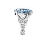 14K White Gold 2.00 Carat Blue VS1 Pear Diamond Solitaire Ring with Side Stones and Four-Prong Setting