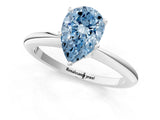 White gold Fancy Blue Pear Cut Diamond Solitaire Ring with Six-Prong Setting and Classic Band_298