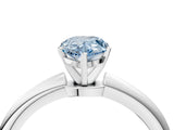 White gold Fancy Blue Pear Cut Diamond Solitaire Ring with Six-Prong Setting and Classic Band_301