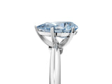 White gold Fancy Blue Pear Cut Diamond Solitaire Ring with Six-Prong Setting and Classic Band_301