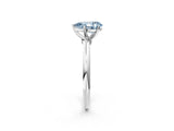 White gold Fancy Blue Pear Cut Diamond Solitaire Ring with Six-Prong Setting and Classic Band_304