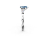 White gold Fancy Blue Pear  Cut Diamond Solitaire Ring with Tapered Baguette Accents and Four-Prong Setting_63