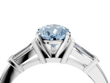 White gold Fancy Blue Pear  Cut Diamond Solitaire Ring with Tapered Baguette Accents and Four-Prong Setting_65