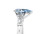 White gold Fancy Blue Pear  Cut Diamond Solitaire Ring with Tapered Baguette Accents and Four-Prong Setting_67