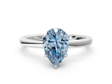 White gold Fancy Blue Pear Cut Diamond Solitaire Ring with Thin Band and Prong Setting_25