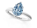 White gold Fancy Blue Pear Cut Diamond Solitaire Ring with Thin Band and Prong Setting_26