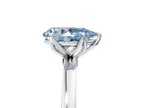 White gold Fancy Blue Pear Cut Diamond Solitaire Ring with Thin Band and Prong Setting_30
