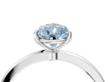White gold Fancy Blue Pear Cut Diamond Solitaire Ring with Thin Band and Prong Setting_35