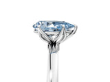 White gold Fancy Blue Pear Cut Diamond Solitaire Ring with Thin Band and Prong Setting_36