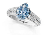 White gold Fancy Blue Pear Cut Diamond Solitaire Ring with Three-Row Pavé Band and Four-Prong Setting_50