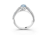 White gold Fancy Blue Pear Cut Diamond Solitaire Ring with Three-Row Pavé Band and Four-Prong Setting_53