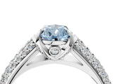 White gold Fancy Blue Pear Cut Diamond Solitaire Ring with Three-Row Pavé Band and Four-Prong Setting_53