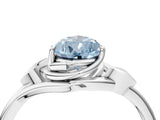 White gold Fancy Blue Pear Cut Diamond Solitaire Ring with Twist Band and Four-Prong Setting_129