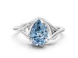 White gold Fancy Blue Pear Cut Diamond Solitaire Ring with Twist Band and Four-Prong Setting_130
