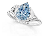 White gold Fancy Blue Pear Cut Diamond Solitaire Ring with Twist Band and Four-Prong Setting_131