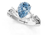 White gold Fancy Blue Pear Cut Diamond Solitaire Ring with Twisted Band and Prong Setting_307