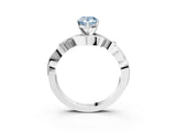 White gold Fancy Blue Pear Cut Diamond Solitaire Ring with Twisted Band and Prong Setting_309