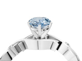 White gold Fancy Blue Pear Cut Diamond Solitaire Ring with Twisted Band and Prong Setting_310