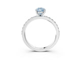 White gold Fancy Blue Pear  Cut Diamond Solitaire with Pave Band and Four-Prong Setting 4