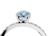 White gold Fancy Blue Pear  Cut Diamond Solitaire with Pave Band and Four-Prong Setting 5