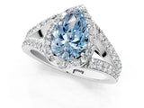 White gold Fancy Blue Pear Cut Diamond Split Shank Halo Ring with Four-Prong Setting_85