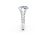 White gold Fancy Blue Pear Cut Diamond Split Shank Halo Ring with Four-Prong Setting_86
