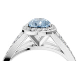 White gold Fancy Blue Pear Cut Diamond Split Shank Halo Ring with Four-Prong Setting_88