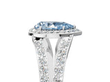 White gold Fancy Blue Pear Cut Diamond Split Shank Halo Ring with Four-Prong Setting_89