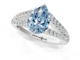 White gold Fancy Blue Pear Cut Diamond Split Shank Pavé Engagement Ring with Four-Prong Setting_74