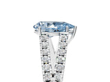 White gold Fancy Blue Pear Cut Diamond Split Shank Pavé Engagement Ring with Four-Prong Setting_78