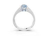 White gold Fancy Blue Pear Cut Diamond Split Shank Ring with Pavé Band and Four-Prong Setting_43