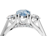White gold Fancy Blue Pear Cut Diamond Three-Stone Engagement Ring with Prong Setting and Pavé Band_40