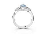 White gold Fancy Blue Pear Cut Diamond Three-Stone Ring with Pear  Side Stones and Prong Setting_140