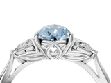 White gold Fancy Blue Pear Cut Diamond Three-Stone Ring with Pear  Side Stones and Prong Setting_141