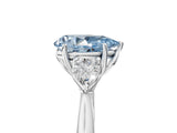 White gold Fancy Blue Pear Cut Diamond Three-Stone Ring with Pear  Side Stones and Prong Setting_144