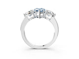White gold Fancy Blue Pear Cut Diamond Three-Stone Ring with Prong Setting and Classic Band_154
