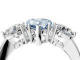 White gold Fancy Blue Pear Cut Diamond Three-Stone Ring with Prong Setting and Classic Band_155