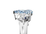 White gold Fancy Blue Pear Cut Diamond Three-Stone Ring with Prong Setting and Classic Band_168