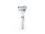 White gold Fancy Blue Pear Cut Diamond Three-Stone Ring with Prong Setting and Classic Band_188