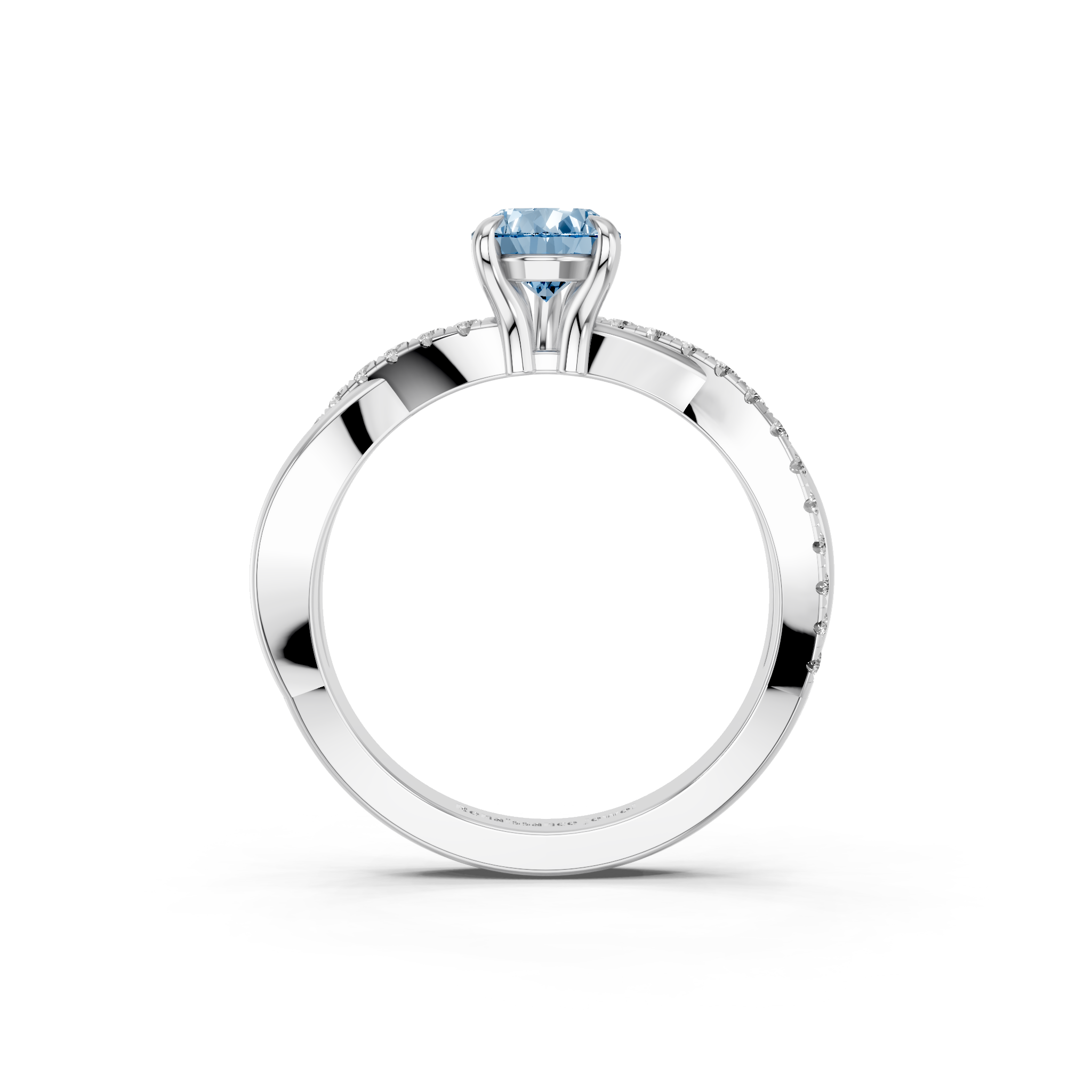 White gold Fancy Blue Pear  Cut Diamond Twist Band Solitaire with Prong Setting_13