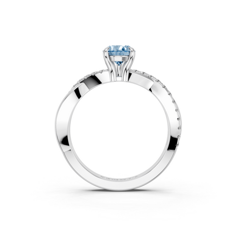 White gold Fancy Blue Pear  Cut Diamond Twist Band Solitaire with Prong Setting_13
