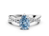 White gold Fancy Blue Pear  Cut Diamond Twist Band Solitaire with Prong Setting_44