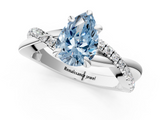 White gold Fancy Blue Pear  Cut Diamond Twist Band Solitaire with Prong Setting_45