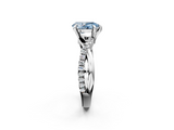 White gold Fancy Blue Pear  Cut Diamond Twist Band Solitaire with Prong Setting_46