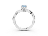 White gold Fancy Blue Pear  Cut Diamond Twist Band Solitaire with Prong Setting_47
