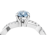 White gold Fancy Blue Pear  Cut Diamond Twist Band Solitaire with Prong Setting_48