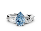 White gold Fancy Blue Pear  Cut Diamond Twisted Band Engagement Ring with Prong Setting_3