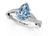 White gold Fancy Blue Pear  Cut Diamond Twisted Band Engagement Ring with Prong Setting_4